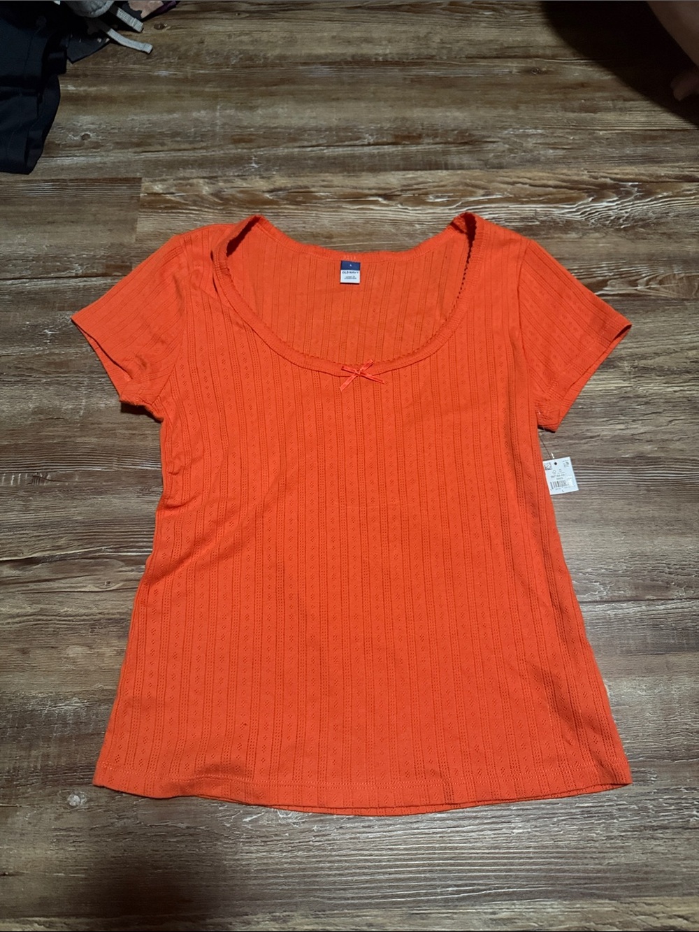 Old Navy Bright Orange Short Sleeve Scoop Neck Tee with Bow